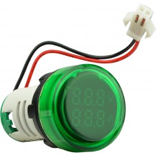 Круглий цифровий вимірювач універсальний струму+напруги ED16-22 VAD 0-100A, 50-500В (зелений)