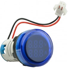 Круглий цифровий вимірювач універсальний струму+напруги ED16-22 VAD 0-100A, 50-500В (синій)