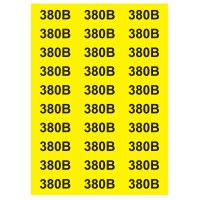 Знак "380 В" жовтий 38х90 (на аркуші 30 шт)