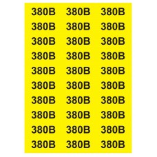 Знак "380 В" жовтий 38х90 (на аркуші 30 шт)