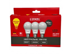 LUXEL Лампа LED А60 10w E27 4000K (060-NE) *3