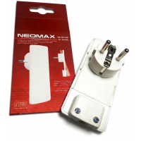 Neomax Вилка ультра-тонка з рухомим контактом із заземл. штепсельна біла (15шт/уп)