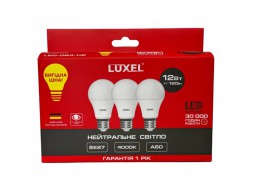 LUXEL Лампа LED А60 12w E27 4000K (064-NE) *3