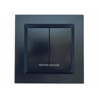 LUXEL Вимикач подвійний з підсвіткою JAZZ (чорний) рамка 9106
