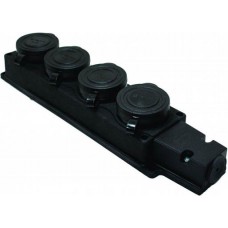 Розетка ТЕССО Каучук 4 поста із заземленням з кришкою чорна 1шт/уп