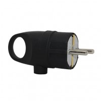 Вилка ТЕССО штепсельна з кільцем Каучук із заземленням 16А, 250B~ чорна 1шт/уп