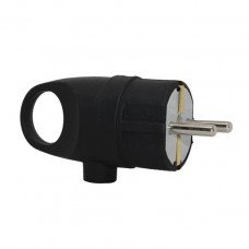 Вилка ТЕССО штепсельна з кільцем Каучук із заземленням 16А, 250B~ чорна 1шт/уп