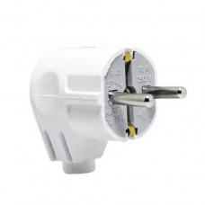 Вилка ТЕССО штепсельна кутова із заземленням 16А, 250B~ біла 1шт/уп