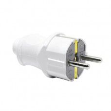 Вилка ТЕССО штепсельна пряма євро із заземленням 16А, 250B~ біла 1шт/уп