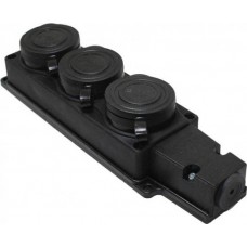 Розетка ТЕССО Каучук 3 поста із заземленням з кришкою чорна 1шт/уп