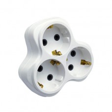 Трійник ТЕССО  3 поста із заземленням білий 1шт/уп