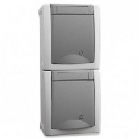 Viko Pacific верт. блок роз. с/з + роз. с/з  серый