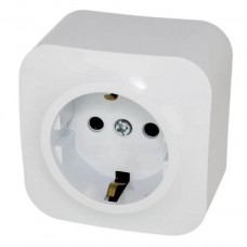 Розетка накладна Quantum одинарна із заземленням біла, 1шт/уп