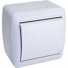 Вимикач накладний Quantum одноклавішний бризкозахищений білий, 1шт/уп