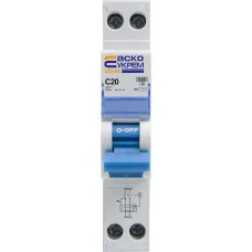  Пристрій захисного відключення з захистом від надструмів UTrust 1P+N (18 mm) 20А C 30mА AC