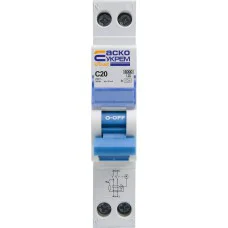  Пристрій захисного відключення з захистом від надструмів UTrust 1P+N (18 mm) 20А C 30mА A