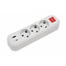3-а колодка земля вимикач + USB+Type C 7191