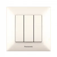 Вимикач Panasonic Arkedia Slim трьохклавішний, кремовий