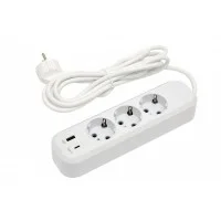 3 гнізда 3М подовжувач земля + USB+Type C 7163