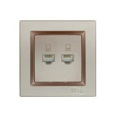 LUXEL Комп\'ютерна розетка подвійна JAZZ (теракот) рамка 9228